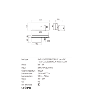 LED аплик с ключ и USB REDO 01-2984 BROOK - Снимка 2