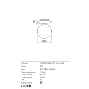 Плафон за баня Redo ANTIBA LED 1.7W 3000K IP44 - Снимка 2