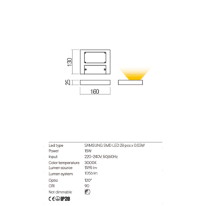 Аплик Redo LAMINA 15W SMD LED 3000K матово черен - Image 2