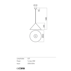 Пендел алуминиев Redo KONOS E27, 42W, IP20 - Image 2
