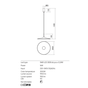 Пендел LED Redo KAI 16W 3000K димиращ - Image 2