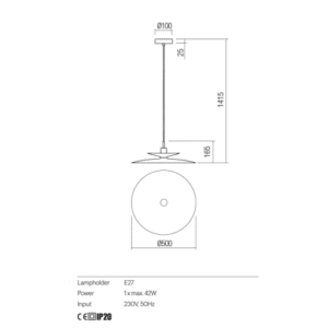 Пендел алуминиев Redo GUNNAR E27 42W бял метал - Image 2