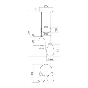 Пендел Smarter Luke E27 3x42W димируем черен - Image 2