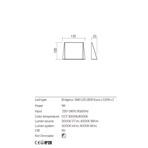 Аплик за стена Redo STEALTH LED 1W IP20 бял - Image 2