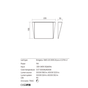 LED аплик REDO 01-3222 STEALTH - Снимка 2
