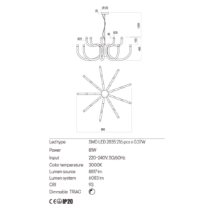 Полилей LED димируем Redo 01-3234 8.1W 3000K топла светлина - Image 2