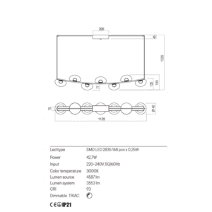 Пендел LED Redo Sinclair 42.7W димируем, 3553lm, 3000K - Image 2