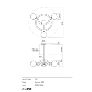 Пендел Redo CONFUSIO 3x28W E14 матово златист/бял - Image 2