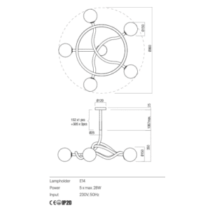 Пендел Redo CONFUSIO E14 5x28W матово черен/опал бял - Image 2