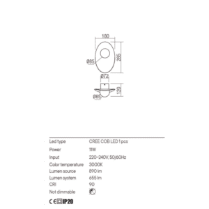 Аплик LED Redo CODY 11W 3000K 655lm - Image 2