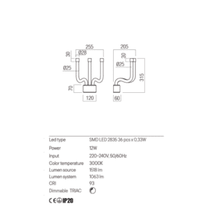 LED аплик REDO 01-3307 LUXOR - Снимка 2