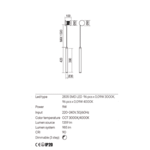 Аплик Redo SWING LED 9W, димируем, 3000-4000K, бял - Image 2