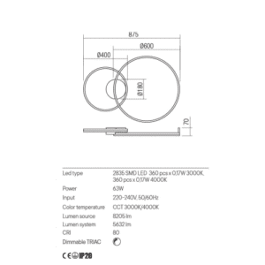 Плафон LED 6.3W 5632lm Redo ORBIT Bronze CCT - Image 2