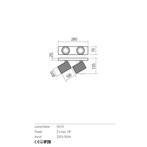 Спот лампа Redo DELPHI 2x7W GU10, регулируема - Image 2