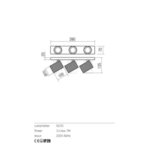 Спот Redo DELPHI 3x7W GU10 мат черен - Image 2