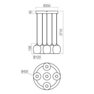 Полилей LED Redo KHADI SU 26W 3000K черен стъклен - Image 2