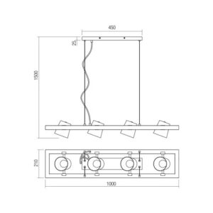 Пендел Smarter Oaker 4x28W E14 антично сребрист/дърво - Image 2