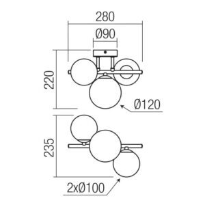 Плафон Smarter Astra G9 3x8W димируем, черен - Image 2