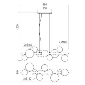 Пендел Smarter Astra, 9x8W, G9, димируем, черен - Image 2