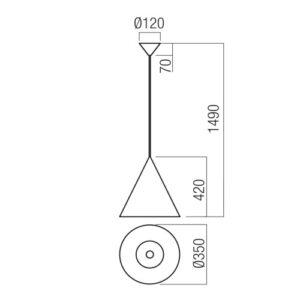 Пендел алуминиев Redo KONOS E27 IP20, античен месинг 220V - Снимка 2