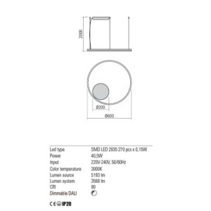 Полилей ORBIT SU LED 42W 3000K Redo черен - Image 2