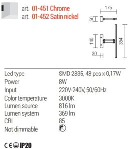 Аплик LED Redo 8W 3000K SMD IP20 - Image 2