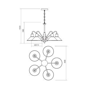 Полилей Smarter VERNER LU 5x42W E27, метал, IP20 - Image 2