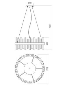 Полилей Smarter LIDO SU 8x28W E14 мед, Ø60см, IP20 - Image 2