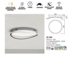 Плафон LED Smarter Jolie 54W с дистанционно 3000K/6000K - Image 2