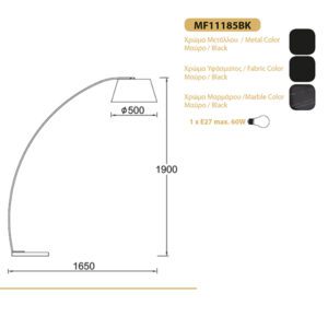 Лампион ACA Lighting LENNON E27 60W черен мрамор - Image 2