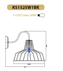 Аплик с фасунга E27 60W ACA LIGHTING HADES черен - Image 2