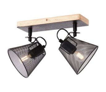 Плафон Brilliant, 2x40W, E14, черен/дърво - Image 2