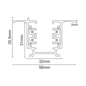 Трифазна тоководеща шина за вграждане ACA LIGHTING 4WRE3MB Recessed Three-phase track 3m. Black - Image 2