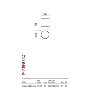 Фасадна луна Redo XILO 15W 4000K димираща - Снимка 2