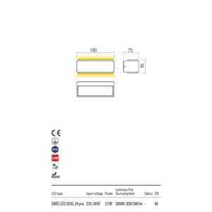 Аплик фасаден Redo DASH LED 7.7W 3000K бял - Image 2