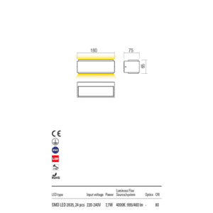 Аплик LED фасаден Redo DASH 7.7W 4000K бял - Image 2