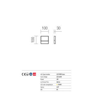 Фасадна лампа LED 3W Redo Outdoor 9150 Even топла светлина - Image 3