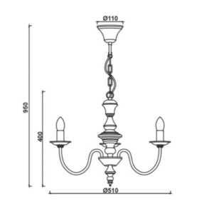 Полилей с 3x40W E14 ACA LIGHTING DL9313PAG Accra - Image 3