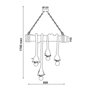 Пендел ACA Lighting MERLIN E27 4x60W бежов/черен - Снимка 2