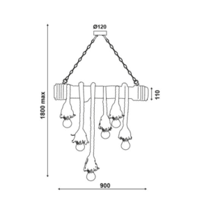 Пендел ACA Lighting Merlin, 6x60W, E27, таванен, бежов/черен - Снимка 2