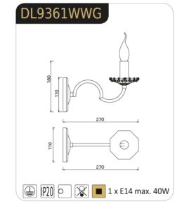 Аплик ACA LIGHTING GEISHA E14 1x40W димируем - Снимка 2