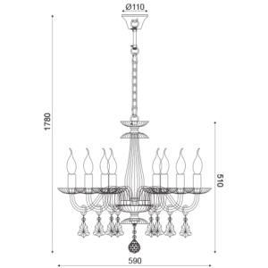 Полилей ACA Lighting LOMPELIA, 8x40W, E14, месинг и кристал - Image 3