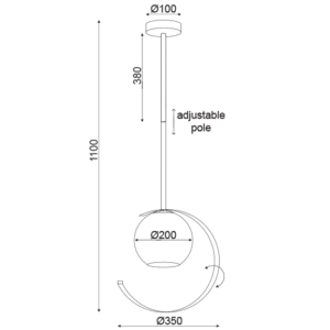 Пендел стъкло и метал ACA IPARELLE E27 до 60W - Image 2