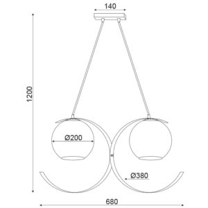 Пендел стъкло и метал ACA Lighting DCR17502P 2x60W - Снимка 2