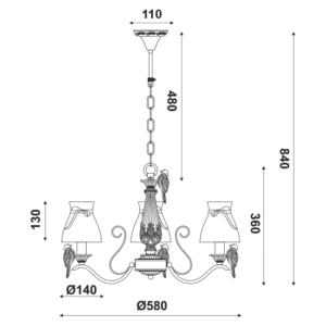 Полилей ACA Lighting EG166083PW, 3x40W, E14, бял - Снимка 2