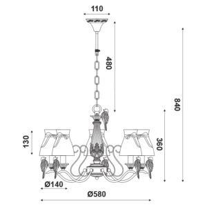 Полилей ACA Lighting EKAVI E14, димиран, антично бял - Снимка 2