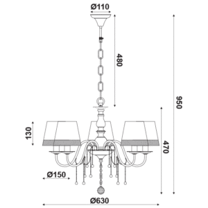 Полилей ACA Lighting MULAN, E14, димируем, метал и кристал - Image 2
