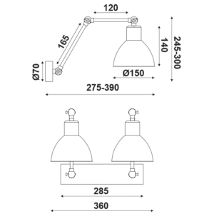 Аплик ACA LIGHTING THALASSA, 2x60W, E27, метал - Снимка 2