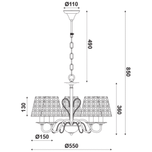 Полилей с 5x40W фасунги E14 ACA Lighting EDAM - Image 2