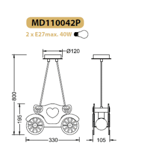 Детски пендел ACA LIGHTING MD110042P KINGDOM - Снимка 2